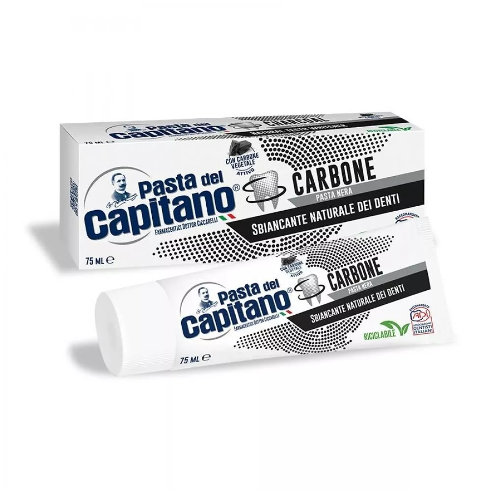 Зубная паста Pasta del Capitano Charcoal с активированным углем 100% 75 мл