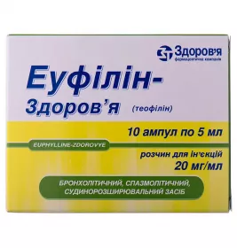 Эуфиллин-Здоровье раствор для инъекций 2% в ампулах по 5 мл 10 шт.