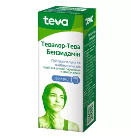 Тевалор-Тева бензидамин спрей 1.5 мг/мл по 30 мл во флаконе 1 шт.