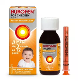 Нурофен для детей апельсин суспензия 100 мг/5 мл по 100 мл во флаконе 1 шт.