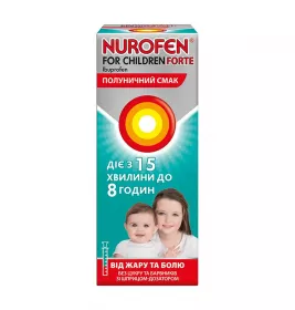 Нурофен для детей форте клубника суспензия 200 мг/5 мл по 100 мл во флаконе 1 шт.